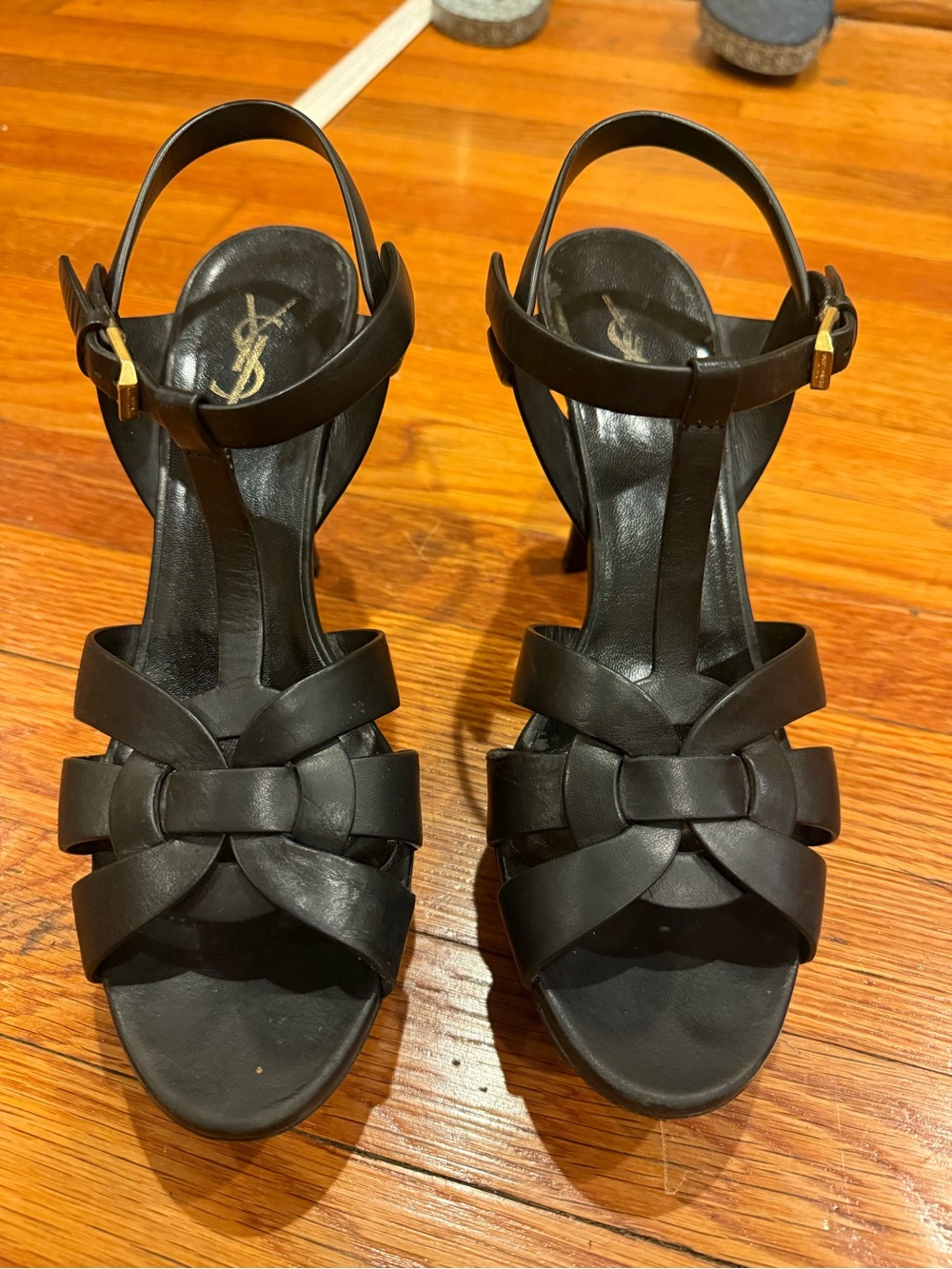 Saint Laurent YSL Tribute 315490 Black Leather Platform Heels EU 41 US 11 - Picture 2 of 7